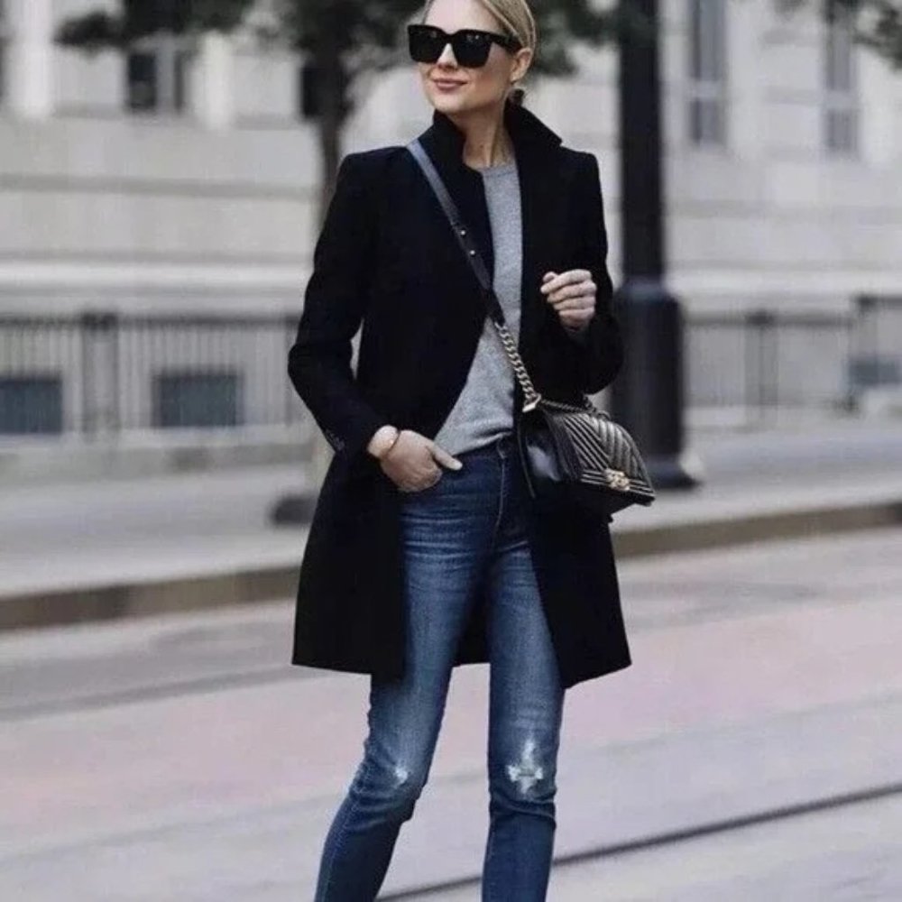 ZARA MASCULINE WOOL COAT WITH LAPEL COLLAR